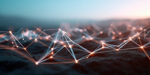 Poster - Digital network grid integration with glowing nodes and interconnected lines symbolizing smart infrastructure and advanced technology for data connectivity