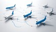 © Prajurit - Concept of global air travel routes with miniature airplanes and dotted lines