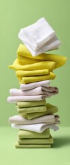 Poster - Eco-friendly Stack of Homemade Cloth Napkins in Soft Pastel Colors Embracing Anti-Consumerism and Sustainable Living Trends for Modern Zero Waste Lifestyle