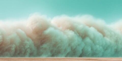 Poster - Massive Dust Cloud Swept Across Dry Desert Landscape Illustrating Climate Extremes and Environmental Instability for Sustainability Awareness