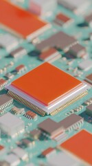 Leinwandbilder - Extreme Close-Up of Processor Chip on Circuit Board Highlighting Spatial Computing Power and Advanced Electronic Pathways for Tech Innovation