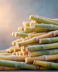 Aufkleber - Freshly Harvested Sugarcane Logs Stacked at Processing Facility Showcasing Genetic Variety and Sustainable Agricultural Practices for Industry Use