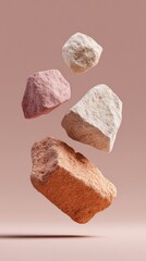 Aufkleber - Floating Asteroid Fragments in Soft Tones Representing Interstellar Movement and Exploration for Modern Digital Marketing and Tech Innovation Campaigns