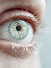 Leinwandbilder - Futuristic macro eye with digital grid overlay and data streams symbolizing next-generation biometric security and identity verification technology