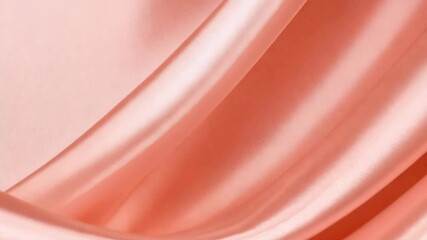 Poster - Elegant flowing peach silk fabric with soft, smooth surface folds, luxurious drape, and luminous texture creating an exquisite backdrop.