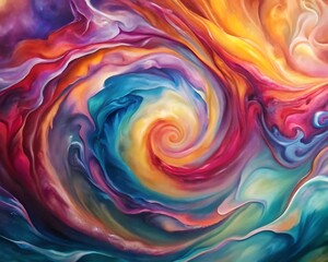 Poster - Abstract swirl of vibrant colors creates a dynamic and fluid artistic background with a sense of motion and energy