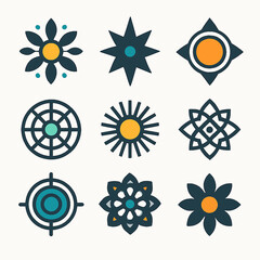 Poster - Collection of Geometric Flower and Star Vector Designs with Intricate Patterns