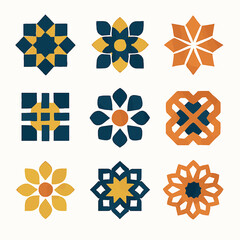 Poster - Collection of geometric floral patterns in vector format with decorative elements