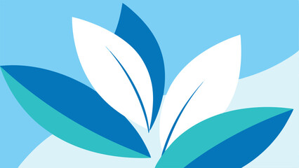 Poster - Abstract composition of blue and white leaves with a modern design concept