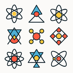 Aufkleber - Collection of Science and Chemistry Vector Icons Featuring Atoms and Molecules