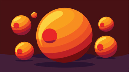 Poster - Abstract composition of spherical shapes featuring gradient orange and red color palettes