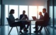© zhao - Blurred business people meeting in modern office building conference room, Generative AI. High quality