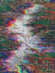 Poster - Abstract Representation of a Neural Network Malfunction With Colorful Glitch Patterns and Data Displacement in a Digital Format