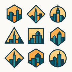 Poster - Geometric cityscapes collection featuring abstract urban designs in various shapes