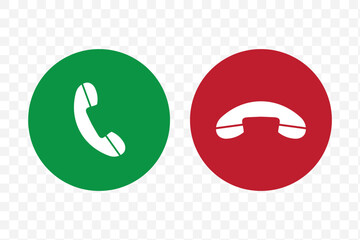 Poster - Incoming or outgoing phone call sign symbol isolated. Phone call icon answer, accept and decline call icons buttons red and green color. Flat design. Vector illustration.