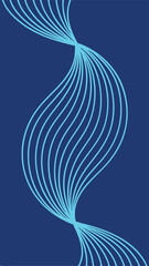 Poster - Abstract flowing lines in light blue over dark blue backdrop for modern design