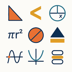 Poster - Geometric shapes and mathematical symbols design with triangle, pi, and sine wave
