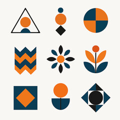 Poster - Geometric shapes and patterns in a retro color palette create a visually appealing layout