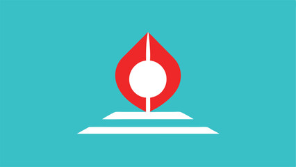 Poster - Abstract geometric composition featuring a red and white illustration on a turquoise backdrop