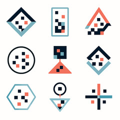 Poster - Geometric shapes collection featuring squares and triangles in a modern design style