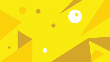 Poster - Abstract geometric composition in yellow and gold with circles and triangular shapes