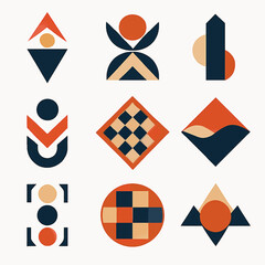 Poster - Geometric shapes composition featuring triangles, circles, and squares design