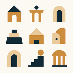 Poster - Geometric shapes create a modern architectural illustration with minimalist design style