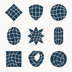 Poster - Geometric Shapes with Curved Grid Patterns a Stylish Vector Design for Modern Art