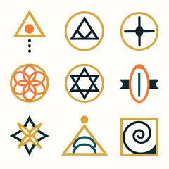 Poster - Geometric shapes with symbols create an esoteric and mystic design element