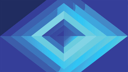 Poster - Abstract geometric design featuring a diamond shape in shades of blue for modern art