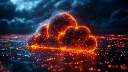 Poster - Cloud Computing Luminescence: A mesmerizing digital artwork captures a glowing cloud formation, symbolizing the power of cloud computing, data storage.