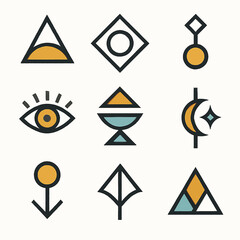 Poster - Nine geometric symbols with clean lines create a modern abstract design concept