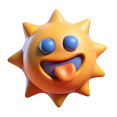 Poster - Playful 3d sun emoji sticking out tongue isolated on transparent background