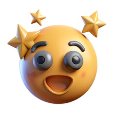 Poster - Happy emoticon with stars isolated on transparent background