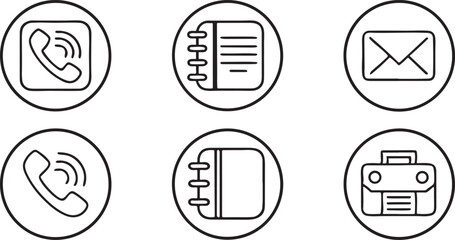 Poster - Contact Icon Set Phone Email Address Book Support Form Communication Editable Line Vector Icons