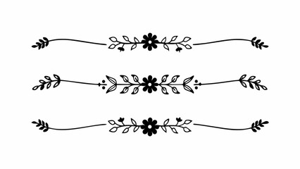 Aufkleber - Three floral dividers with leaves and flowers in a decorative arrangement on a white background design created with generated ai