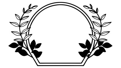 Aufkleber - Decorative frame with floral accents and geometric base in black and white outline style art created with generated ai