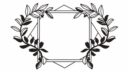 Aufkleber - Botanical frame with leaves and geometric shapes creating a decorative border for text or images created with generated ai