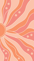 Poster - Abstract retro design featuring wavy lines and soft peach color tones