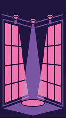 Poster - Abstract stage design with pink and purple lighting and architectural window frames