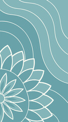 Poster - Abstract teal floral design with decorative waves for various artistic applications