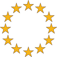 Poster - Yellow Stars Circle Minimal Clean Flat Vector Illustration