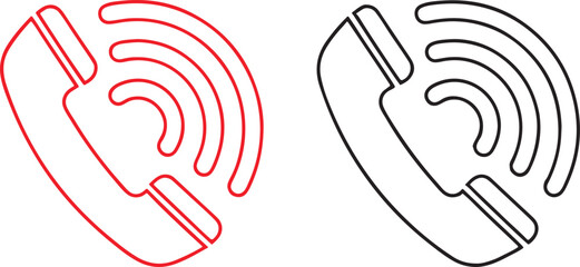 Fototapete - Phone Receiver Icon Flat Vector Contact Call Signal Hotline Editable Communication UI