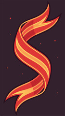 Poster - Dynamic swirling ribbon in shades of red and yellow with transparent background