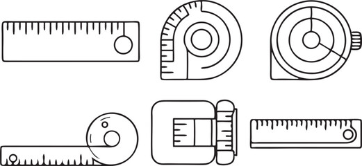 Poster - Measurement Icon Set Line Art Vector Ruler Scale Tape Precision Editable Tool Icons