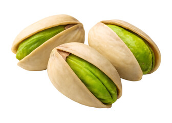 Pistachios in their shells isolated on transparent background