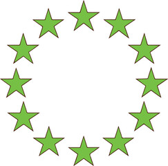 Fototapete - Green Stars Circle Minimal Clean Flat Vector Illustration