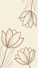 Poster - Elegant floral illustration featuring outlined flowers in earth tone color palette
