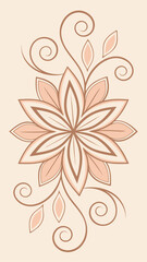 Poster - Elegant floral ornament with swirls in earthy tones suitable for various designs