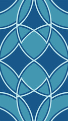 Poster - Elegant geometric pattern with interlocking arcs in shades of blue seamless illustration